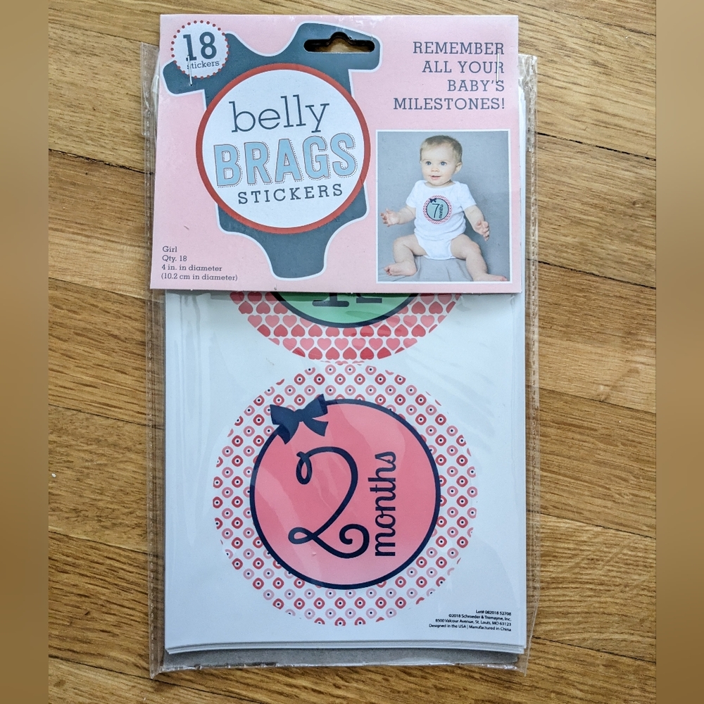 NWT Belly Brags Stickers. 18 stickers, baby girl